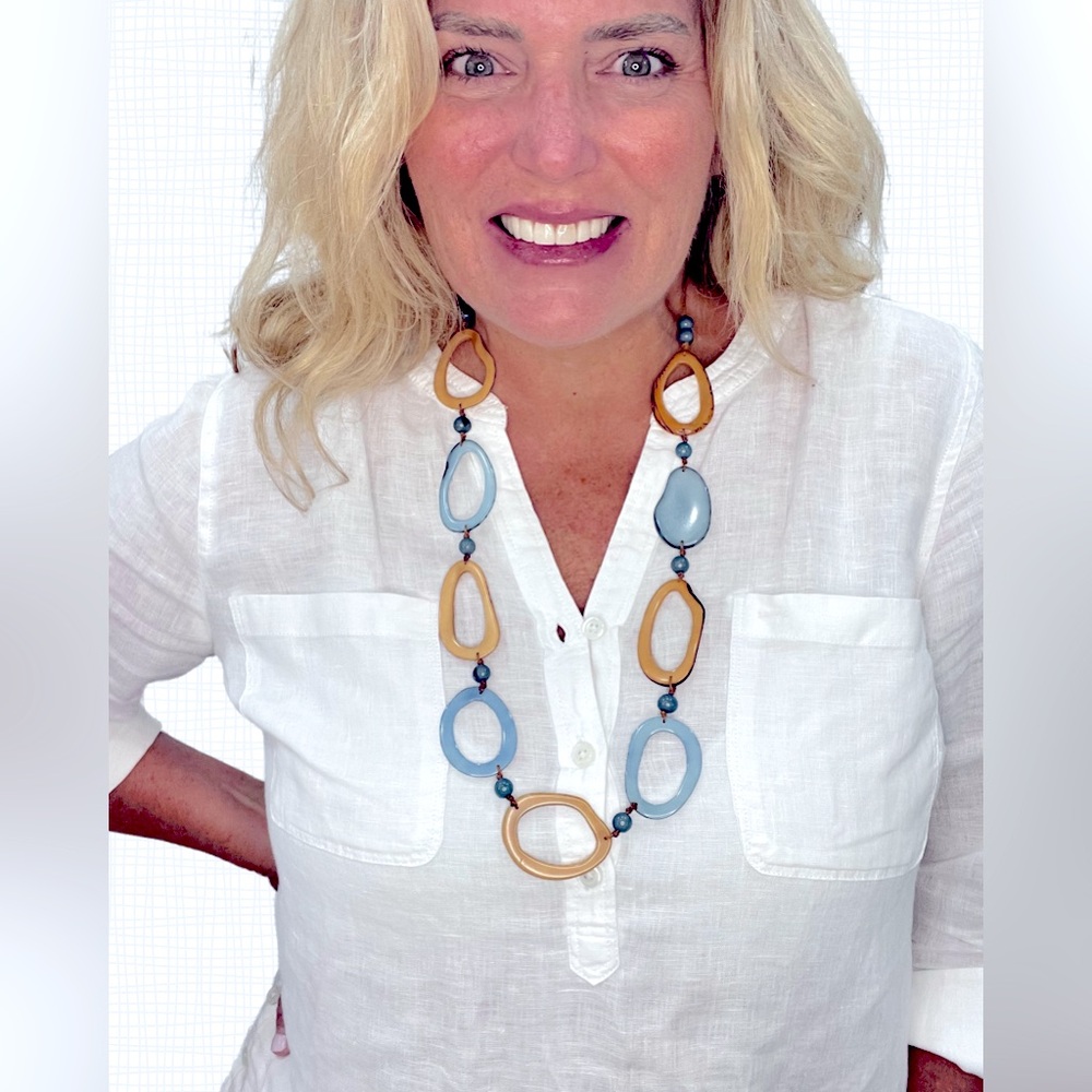 TAGUA Necklace Artisan Handmade Tagua colorful unique statement jewelry boho nwt